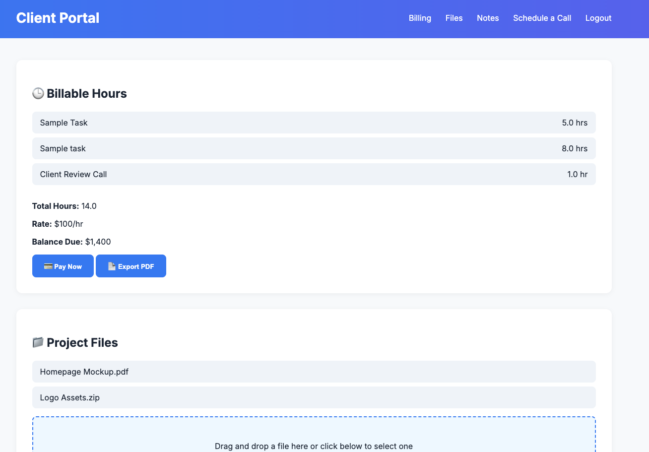 Client Portal Dashboard with Stripe Payments