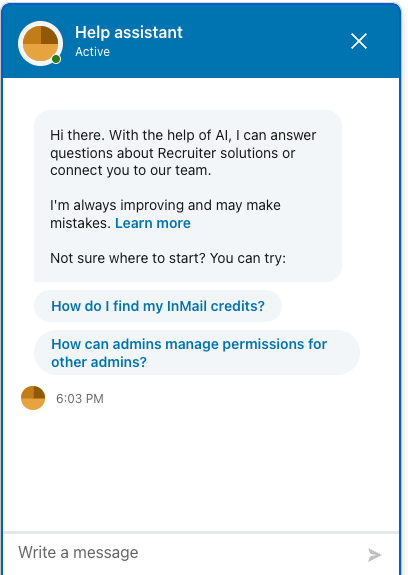 LinkedIn Customer Support Chat