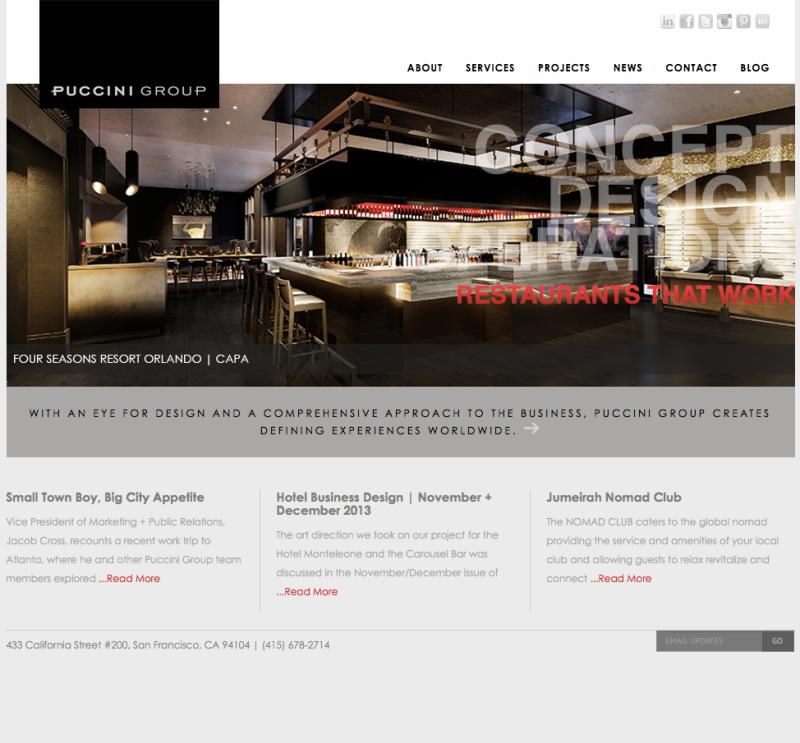 Puccini Group Restaurant Design Marketing Website